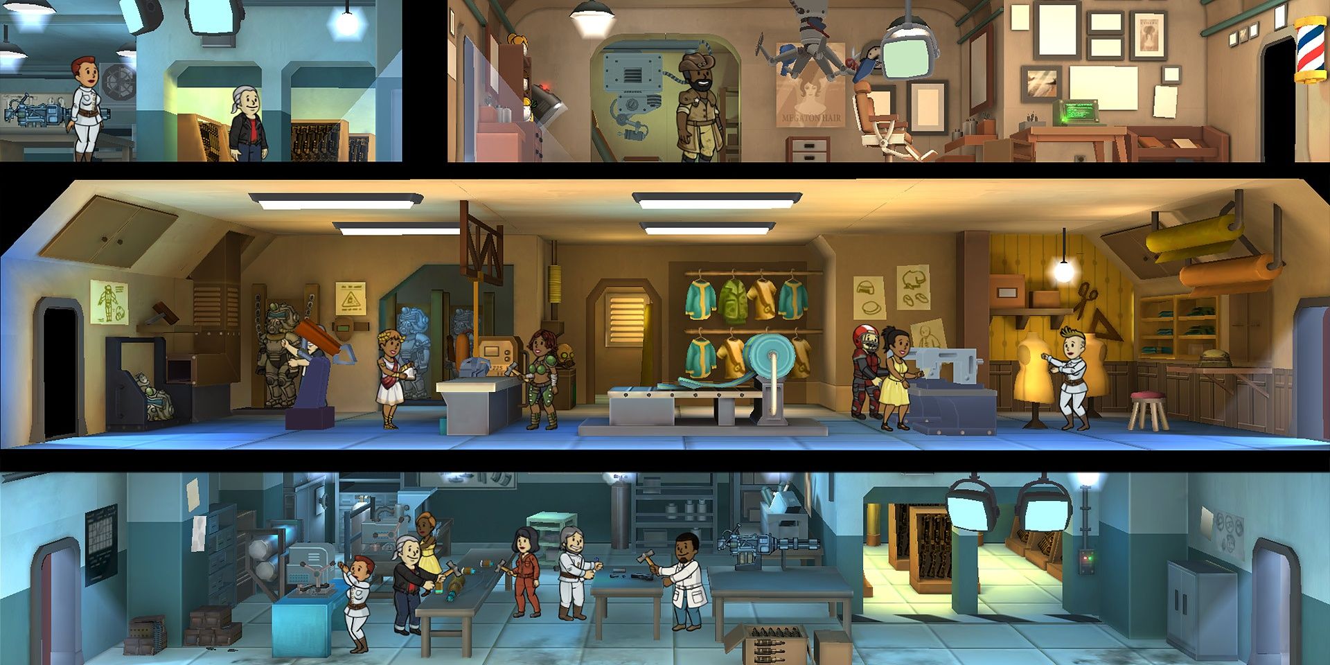Many floors and rooms for a base in Fallout Shelter