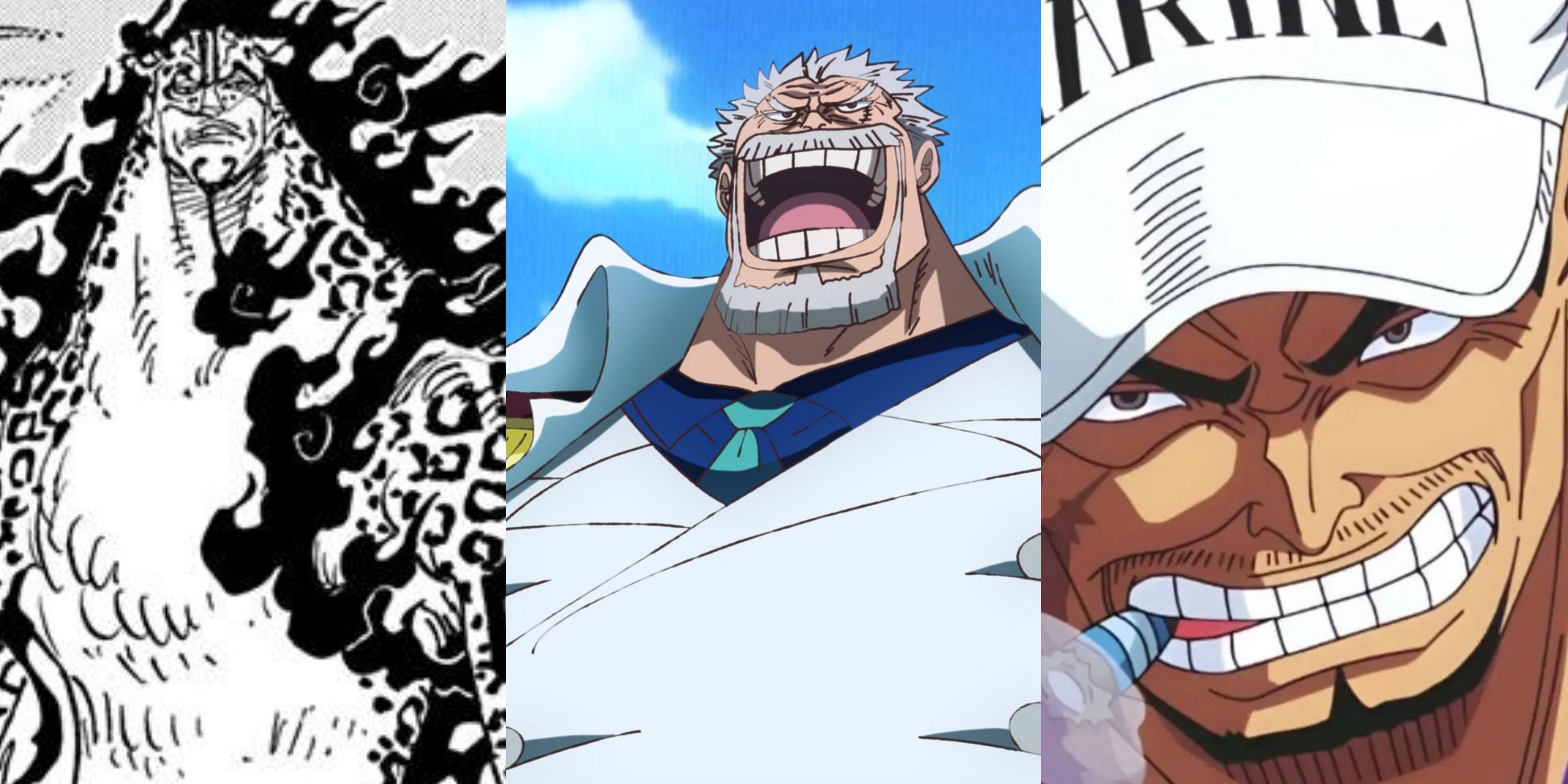 Featured One Piece Marines Great Pirates Akainu Garp Lucci