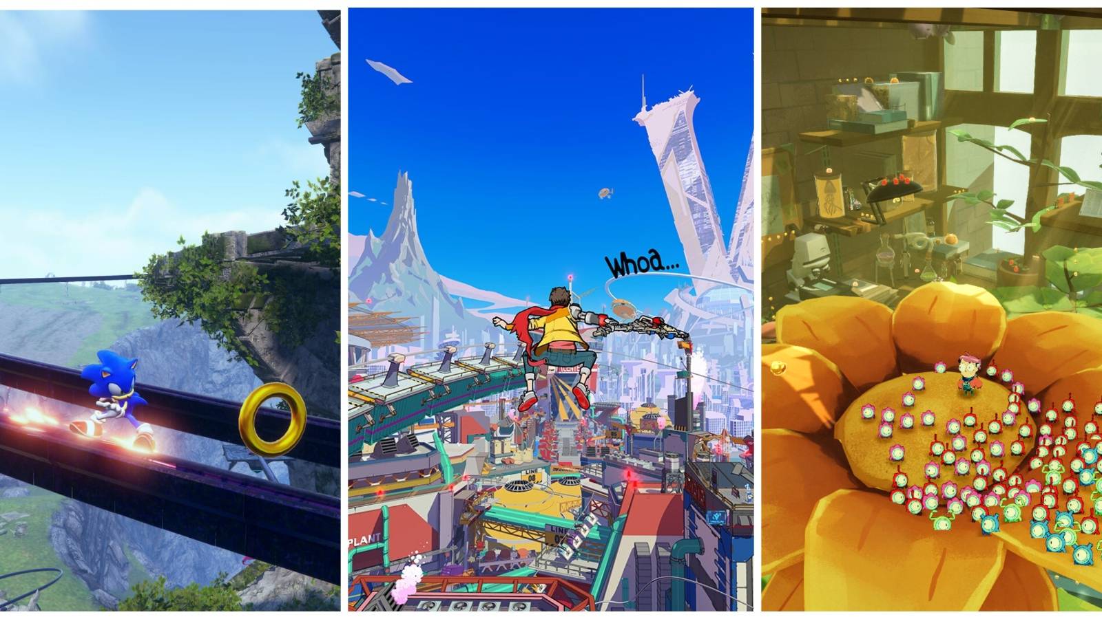 Featured image of 3D platformers on Xbox Series X/S, including Sonic Frontiers, Hi-Fi Rush, and Tinykin