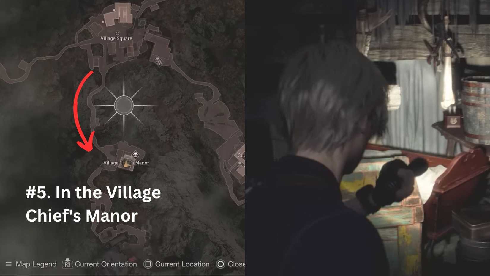 the image shows where to find the fifth clockwork castellan in the re4 remake.