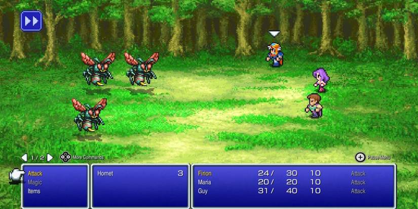 Fighting a battle in Final Fantasy 2