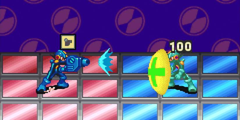 Fighting a battle in Mega Man Battle Network