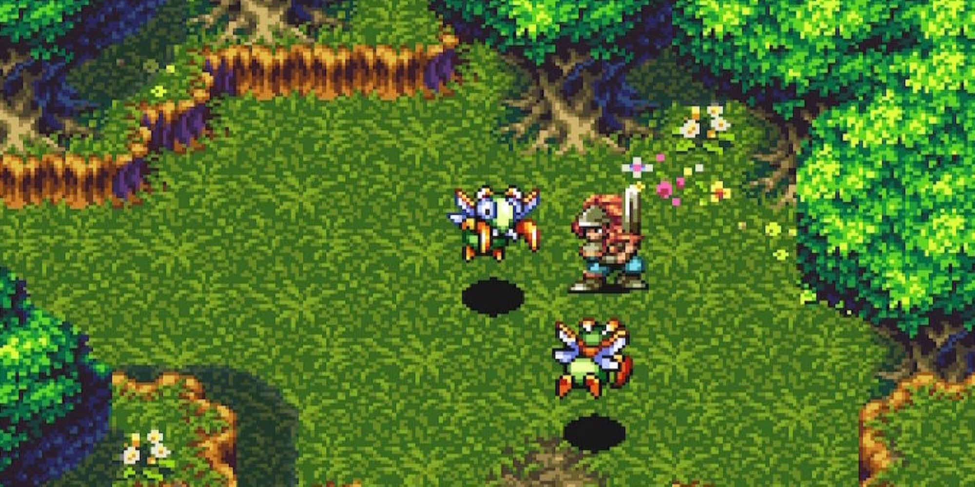 Fighting enemies in Trials of Mana