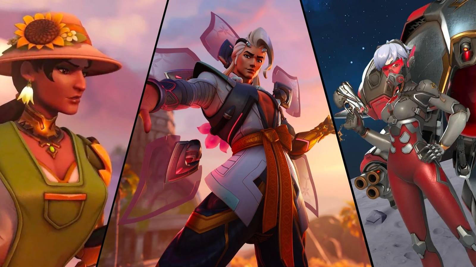 Symmetra, Lifeweaver, D.VA in a Split Image Collage