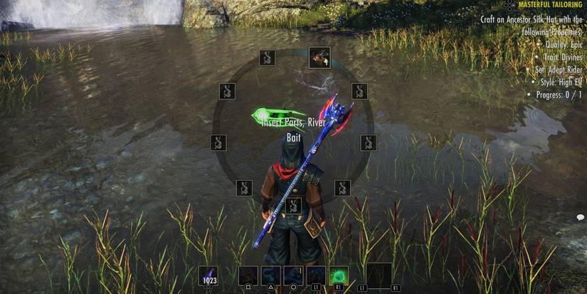 A player about to use River fishing bait in the Elder Scrolls Online