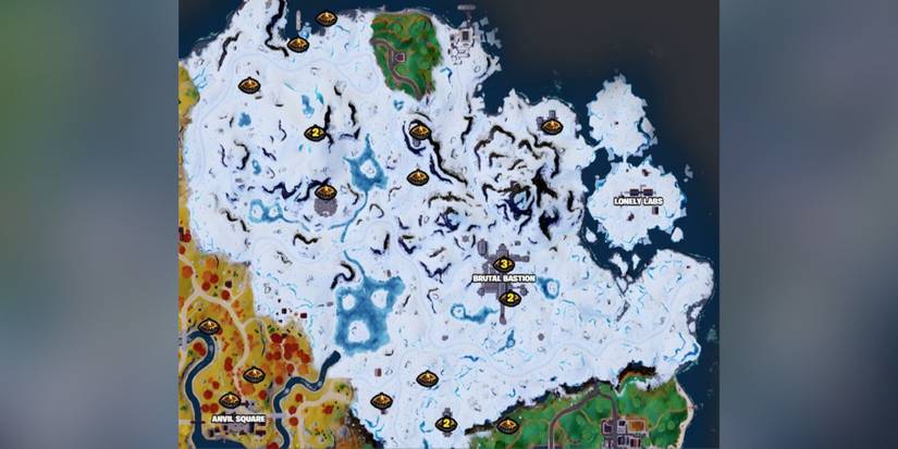 Snow Biome Campfire Locations in Fortnite Chapter 4 Season 2 map