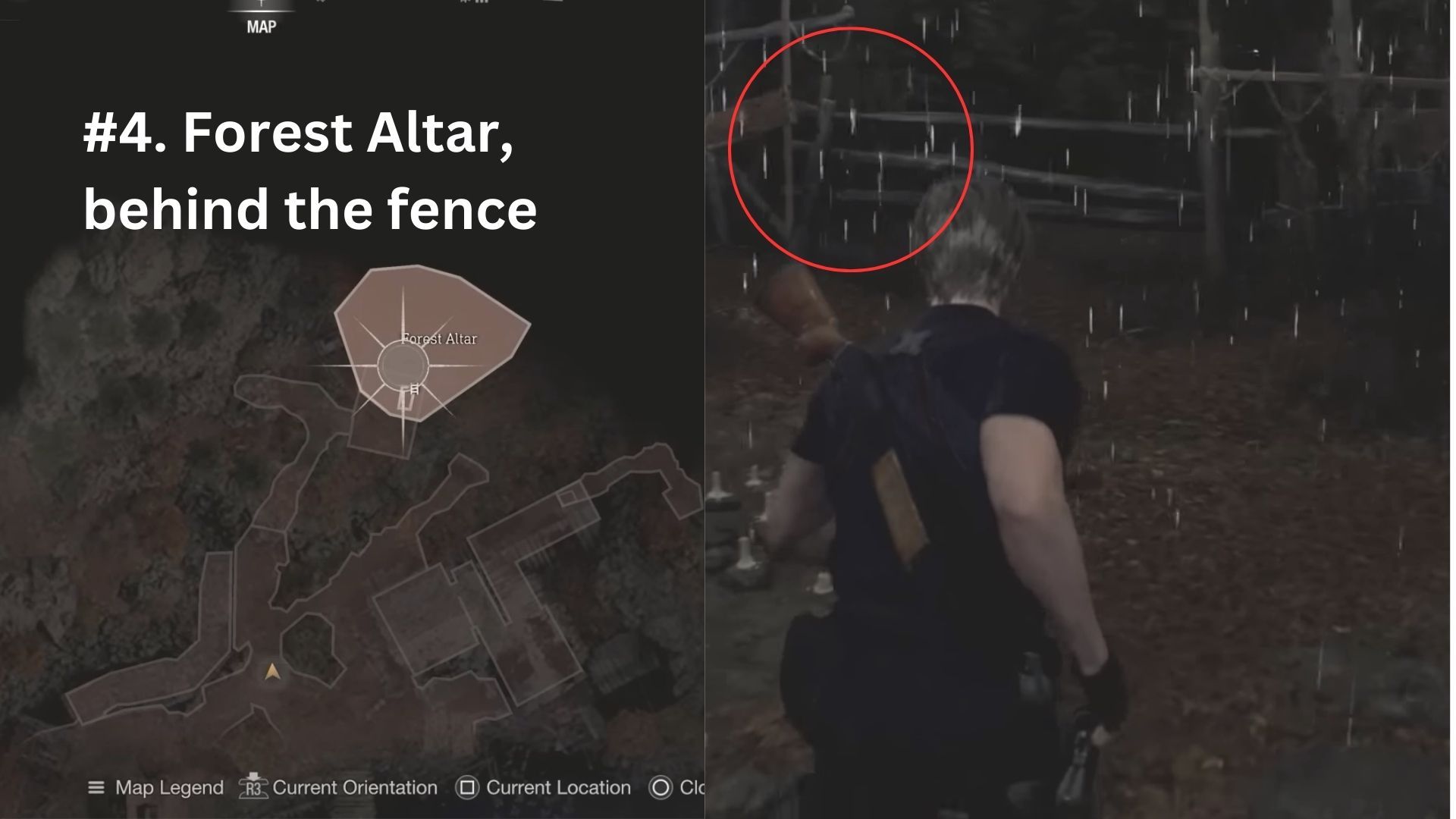 imagem mostrando onde encontrar o 4º castelão mecânico no remake re4. 