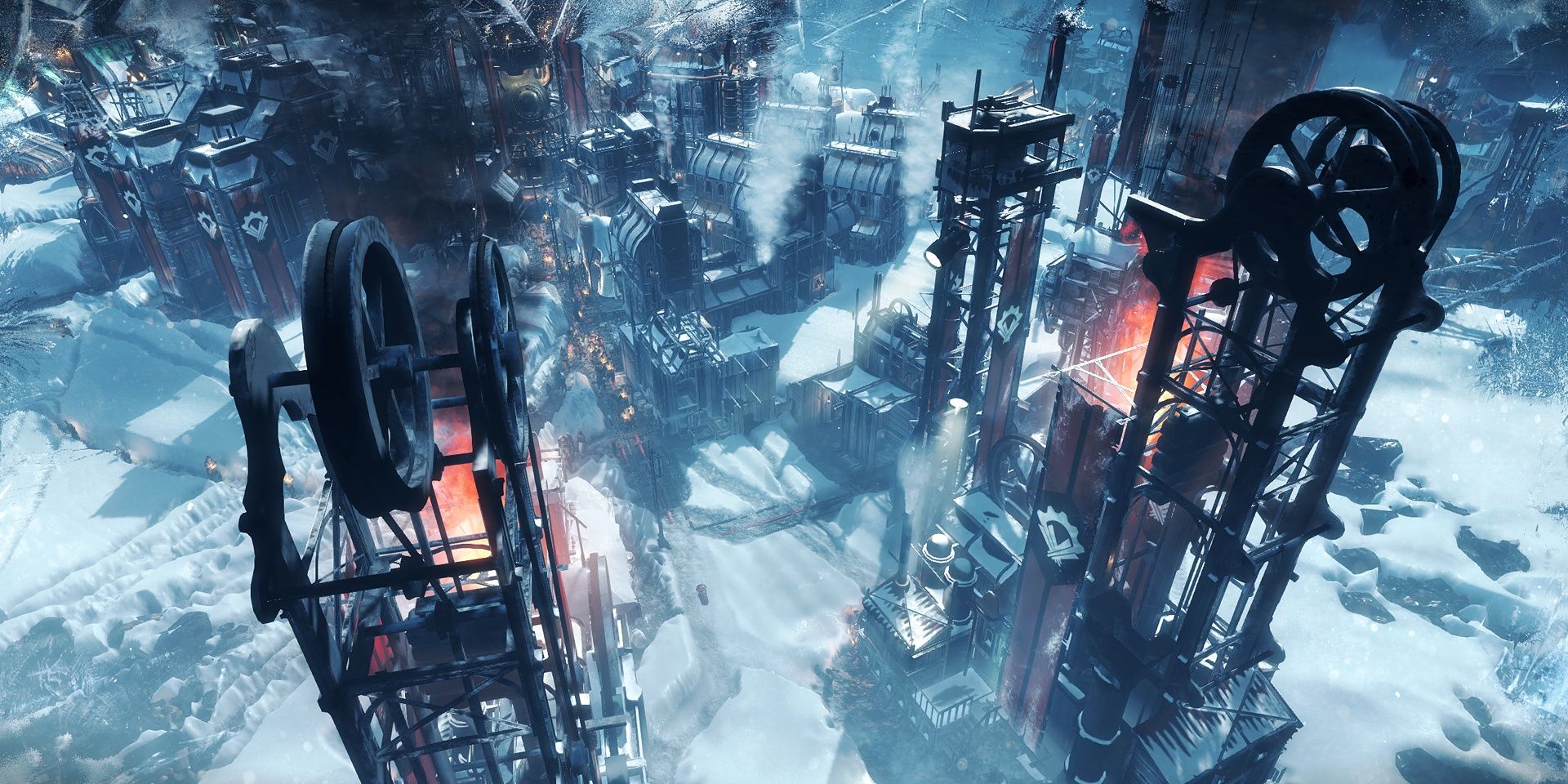 A factory in the middle of a frozen tundra in Frostpunk