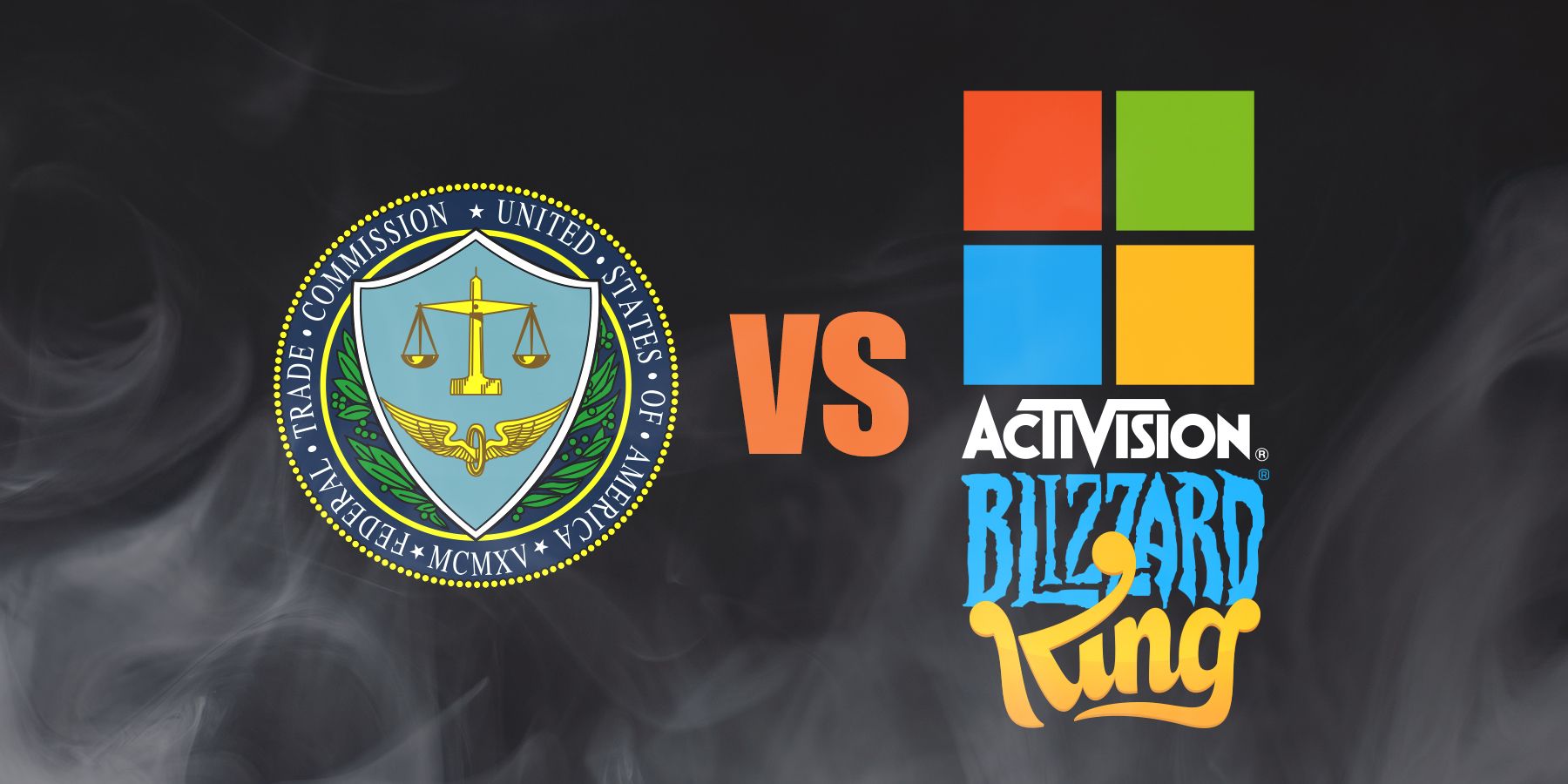 FTC vs Microsoft Activision Blizzard King logos