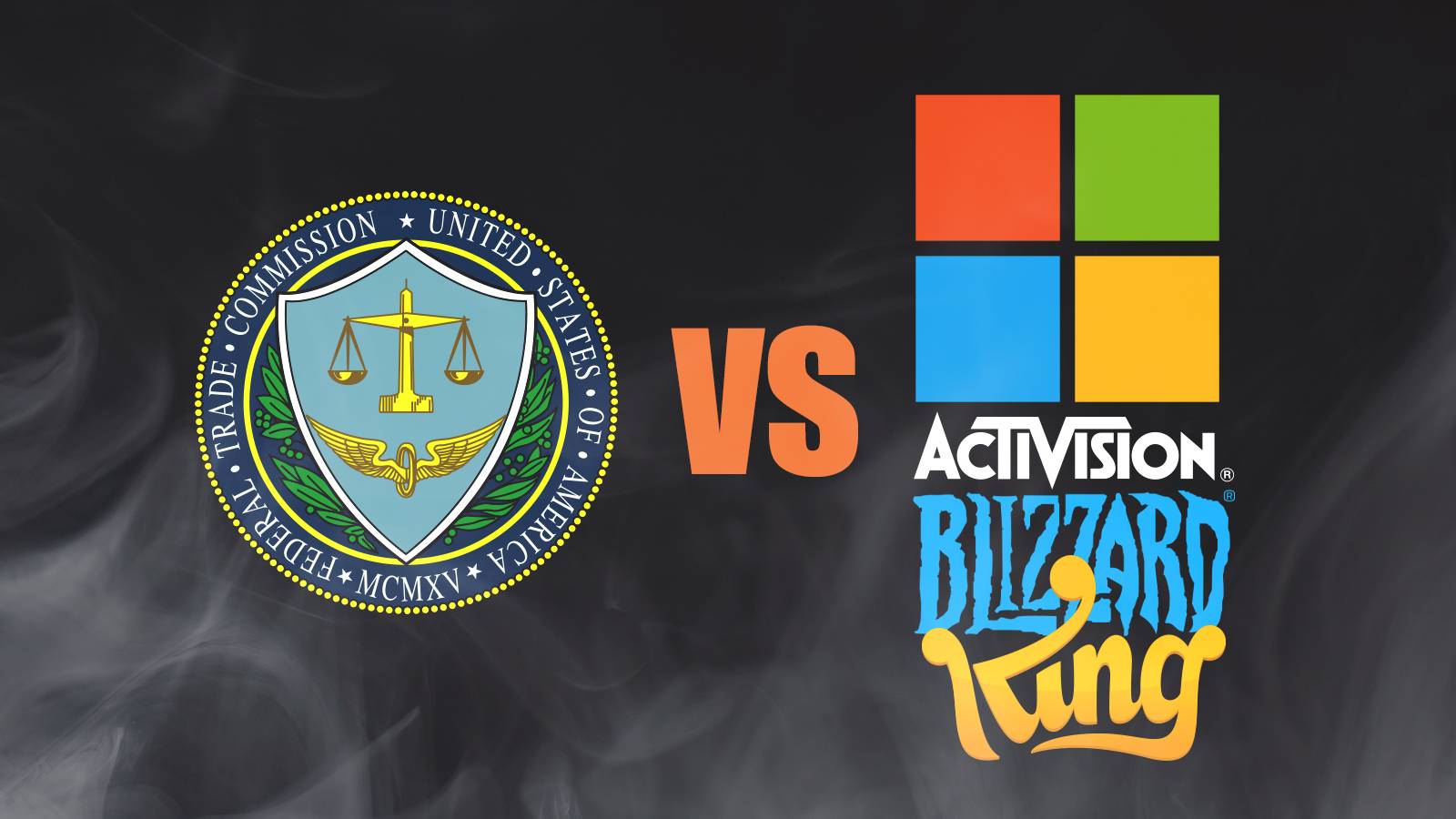 FTC vs Microsoft Activision Blizzard King logos