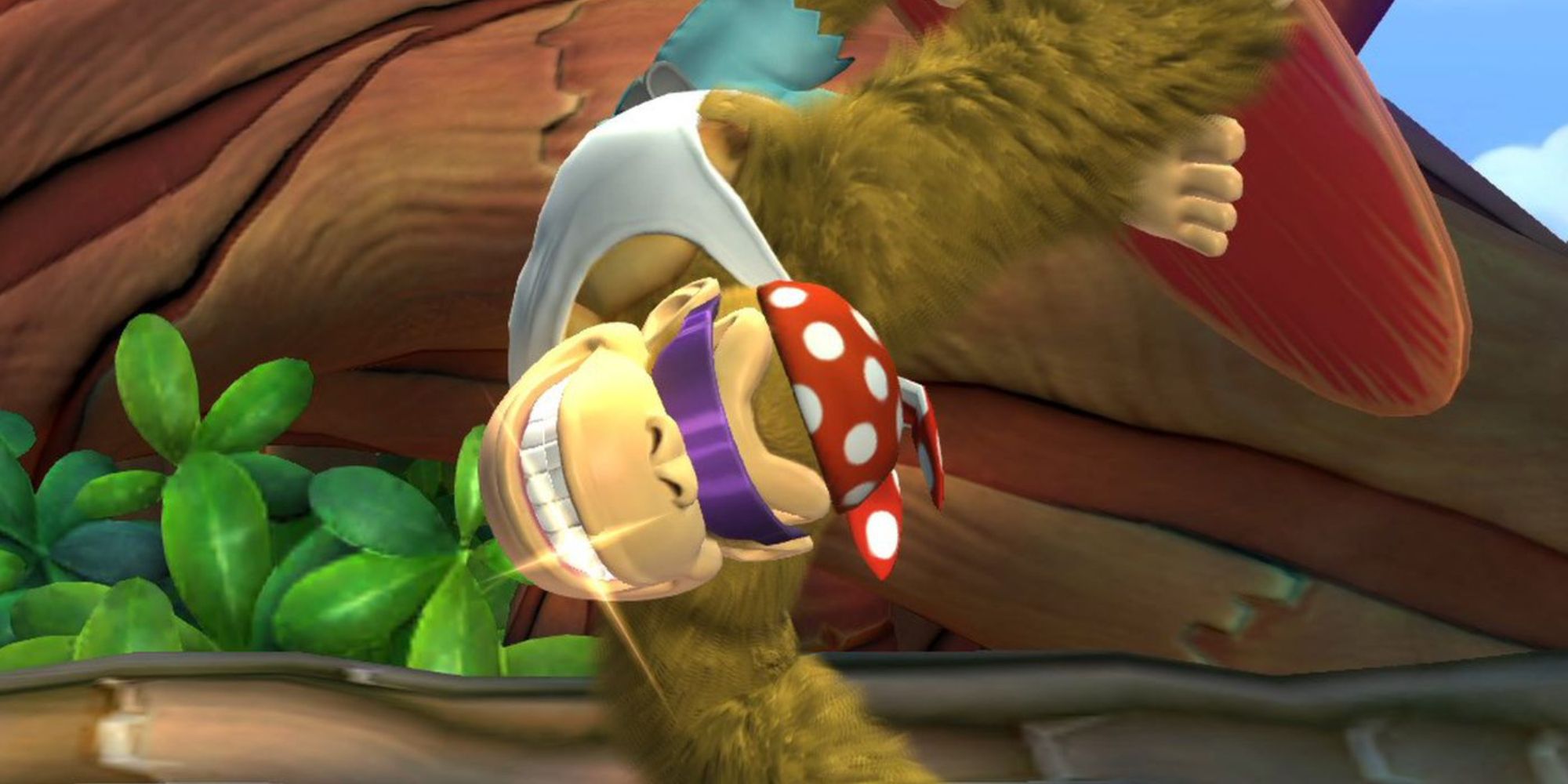 Funky Kong does a handstand