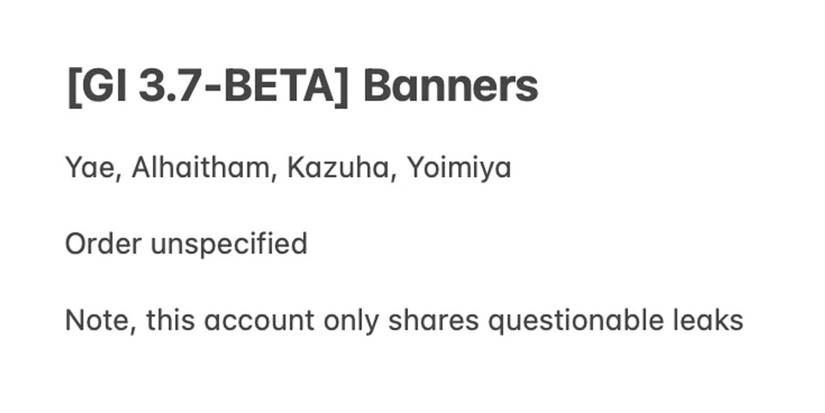 Genshin Impact 3.7 leak