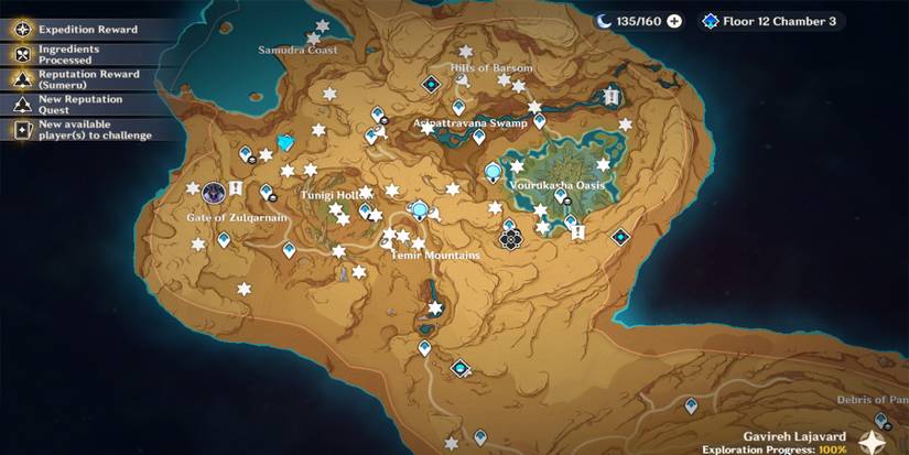 genshin impact all 36 dendroculus location in gavireh lajavard and realm of farakhkert