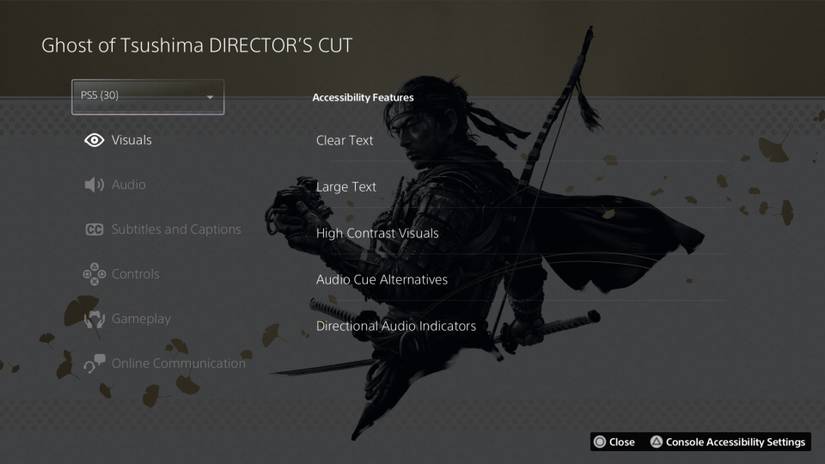 Ghost of Tsushima Accessibility Tags