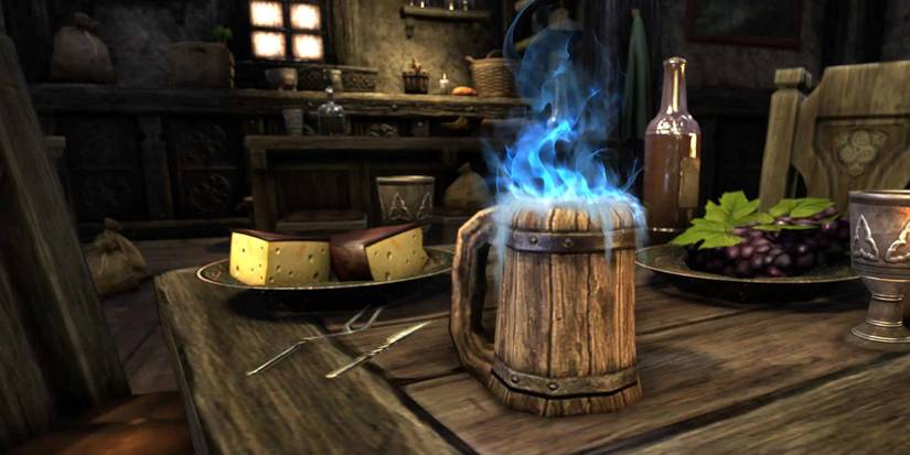 A Glowing Drink on a table in the Elder Scrolls Online