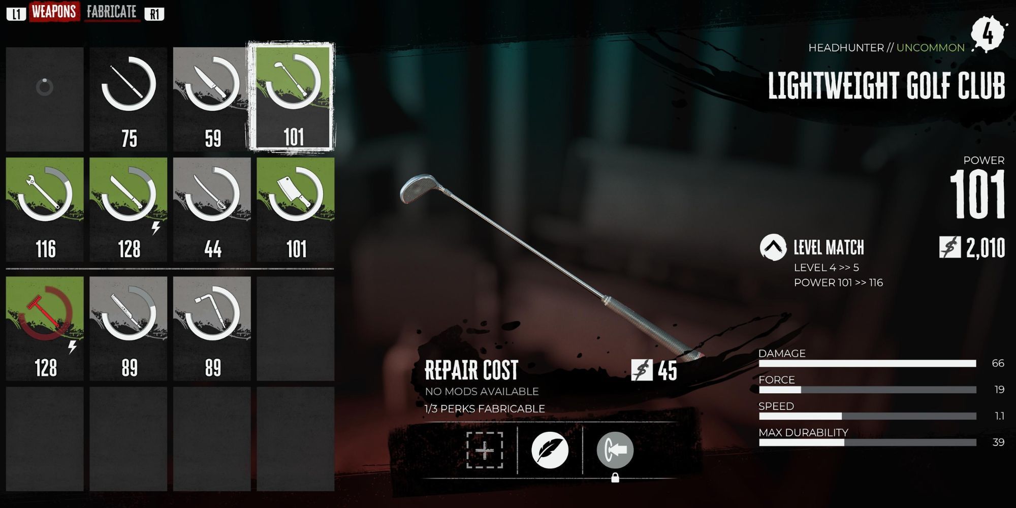 The Golf Club in the player's inventory in Dead Island 2