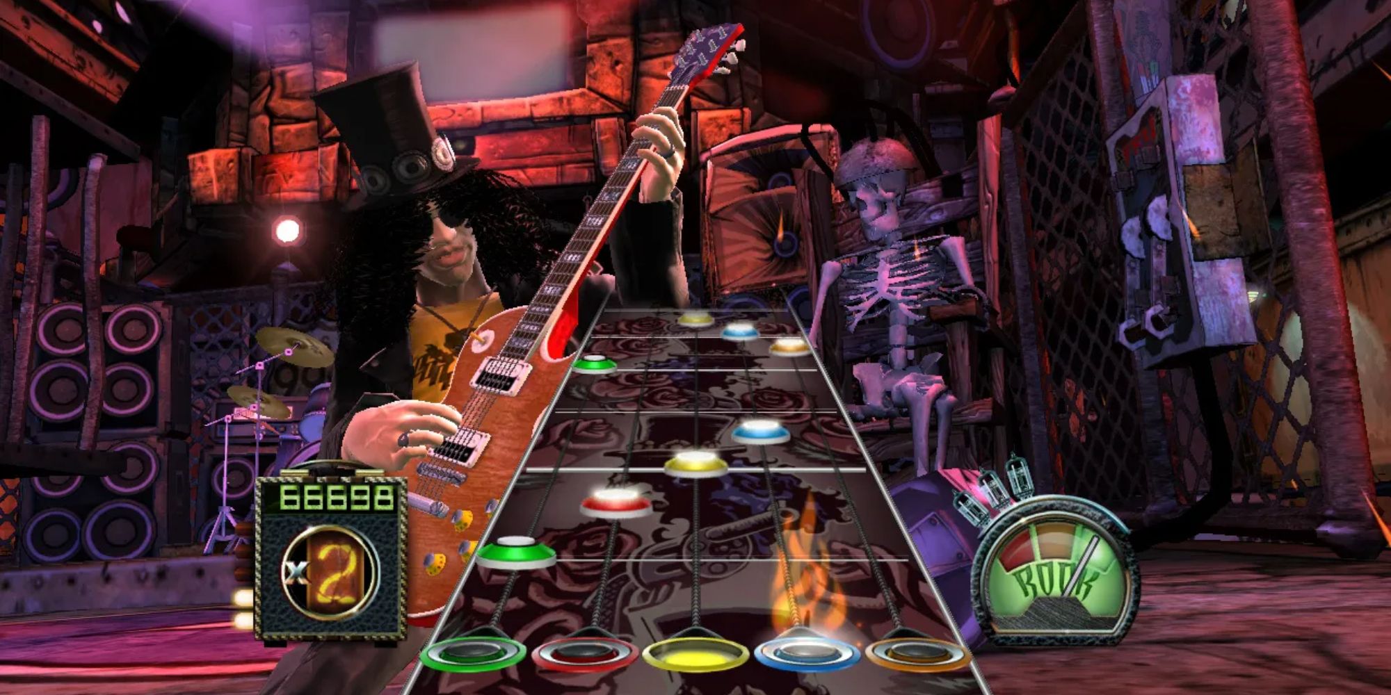 Slash playing guitar in Guitar Hero III