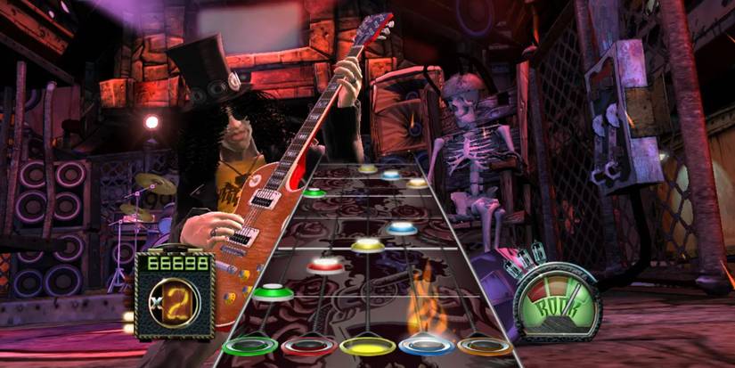 Slash playing guitar in Guitar Hero III