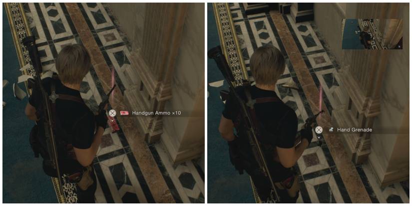Leon finds Handgun Ammo and a Hand Grenade in Resident Evil 4 remake