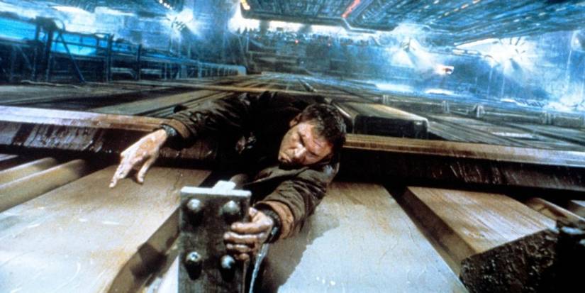 Rick Deckard hanging off the roof in Blade Runner