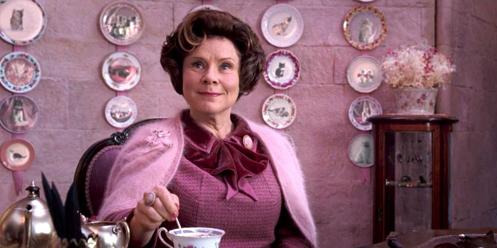 Harry Potter's Dolores Umbridge in her office in Hogwarts