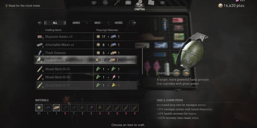 Crafting a Heavy Grenade in Resident Evil 4 remake