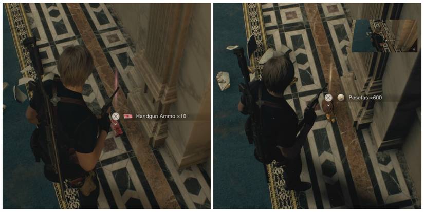 Leon finds Handgun Ammo and Pesetas in Resident Evil 4 remake