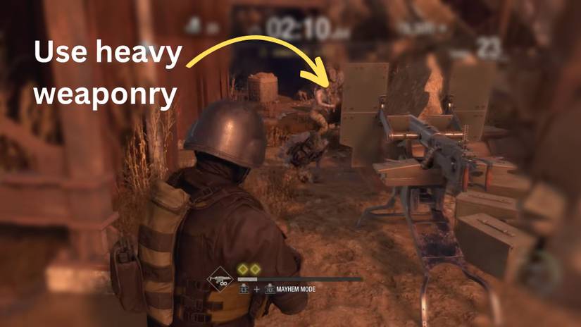 image showing the heavy weaponries in the mercenaries mode in the re4 remake.