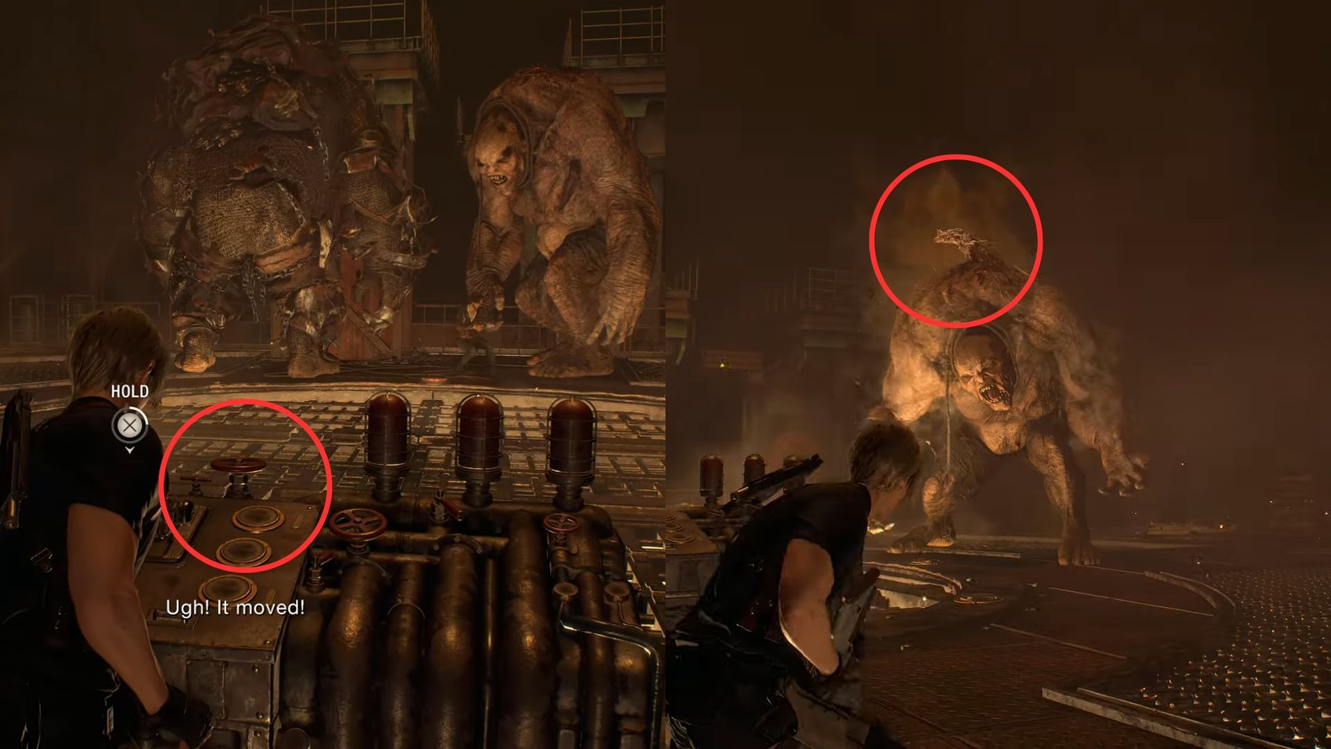 image showing the dos gigante's weak points in the resident evil 4 remake.