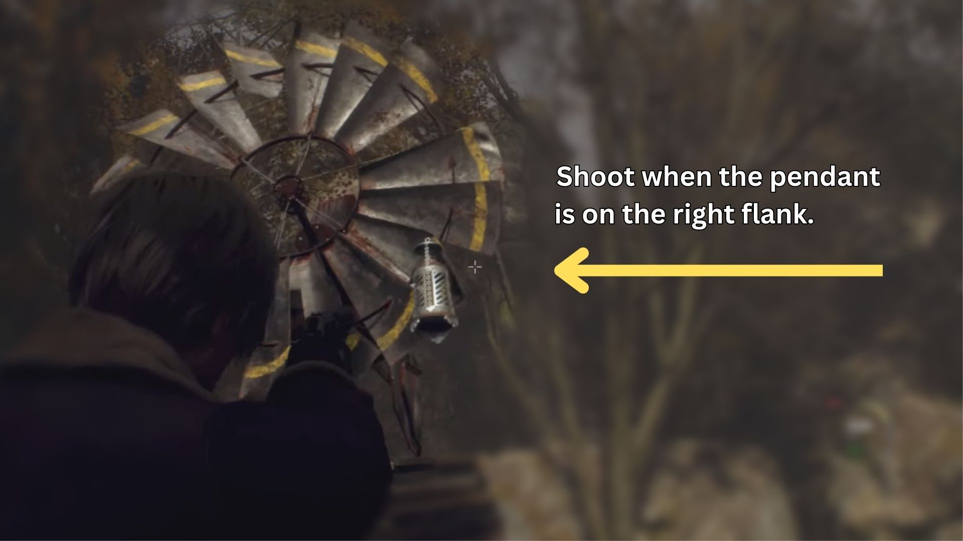image showing how to keep the first pendant clean in the re4 remake.