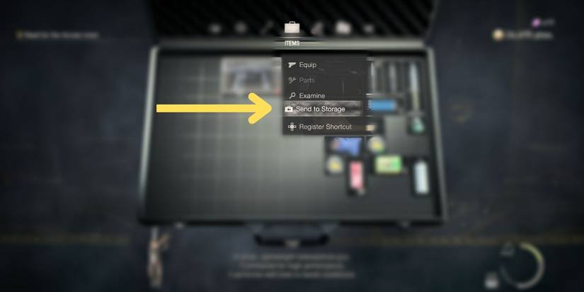 image showing how to send an item to the storage in the resident evil 4 remake.