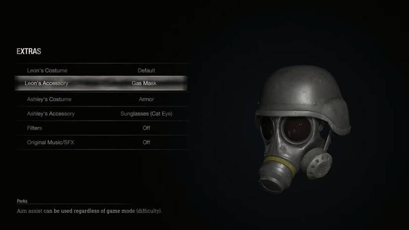 image showing how to equip the gas mask in the re4 remake.