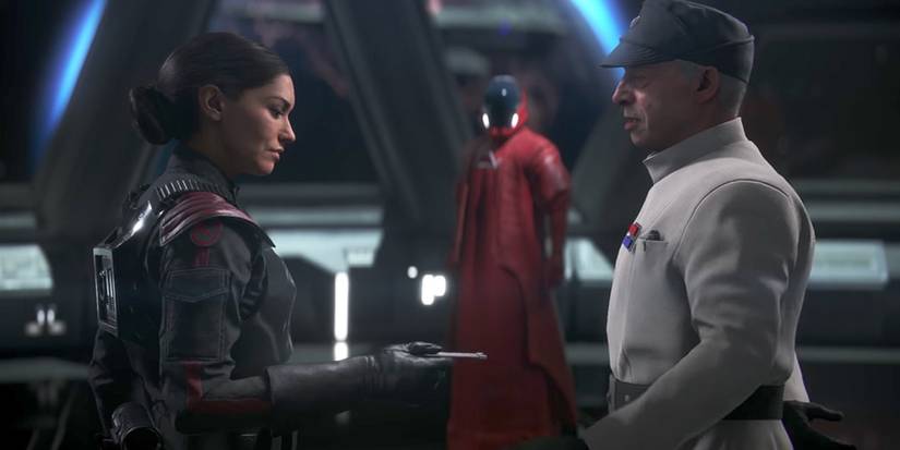 Iden Versio conversing with her father