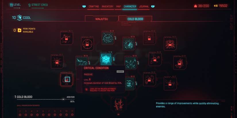 the critical condition perk on the cold blooded skill tree