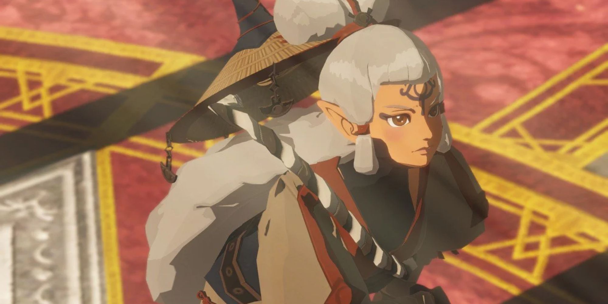 Impa kneeling in Age of Calamity