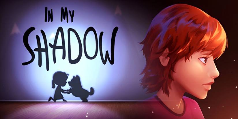 Bella and her shadow playing with a puppy 