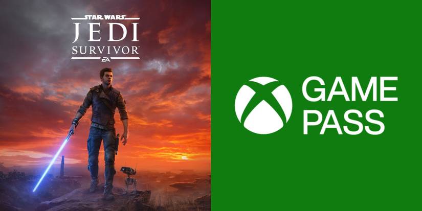 image of xbox game pass logo next to star wars jedi survivor cover art.