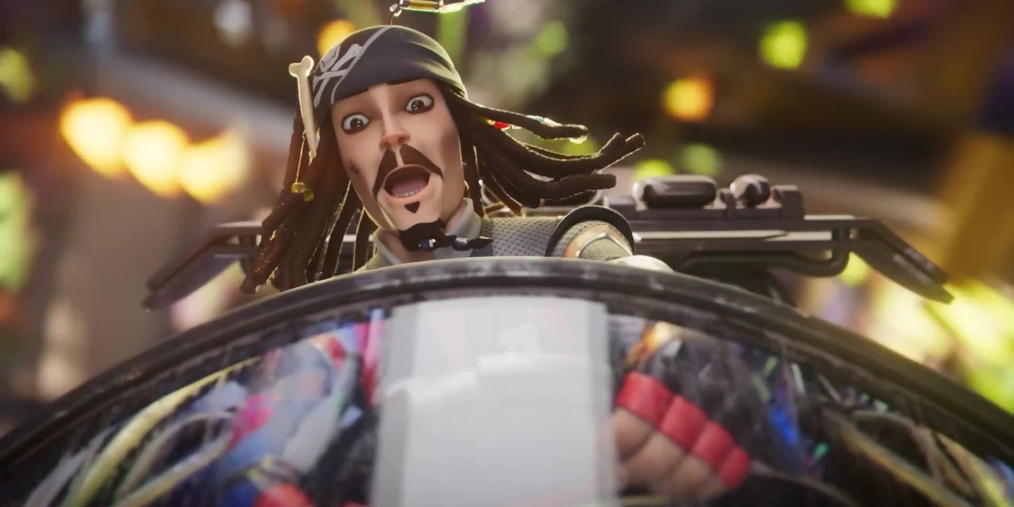 Jack Sparrow driving a kart in Disney Speedstorm