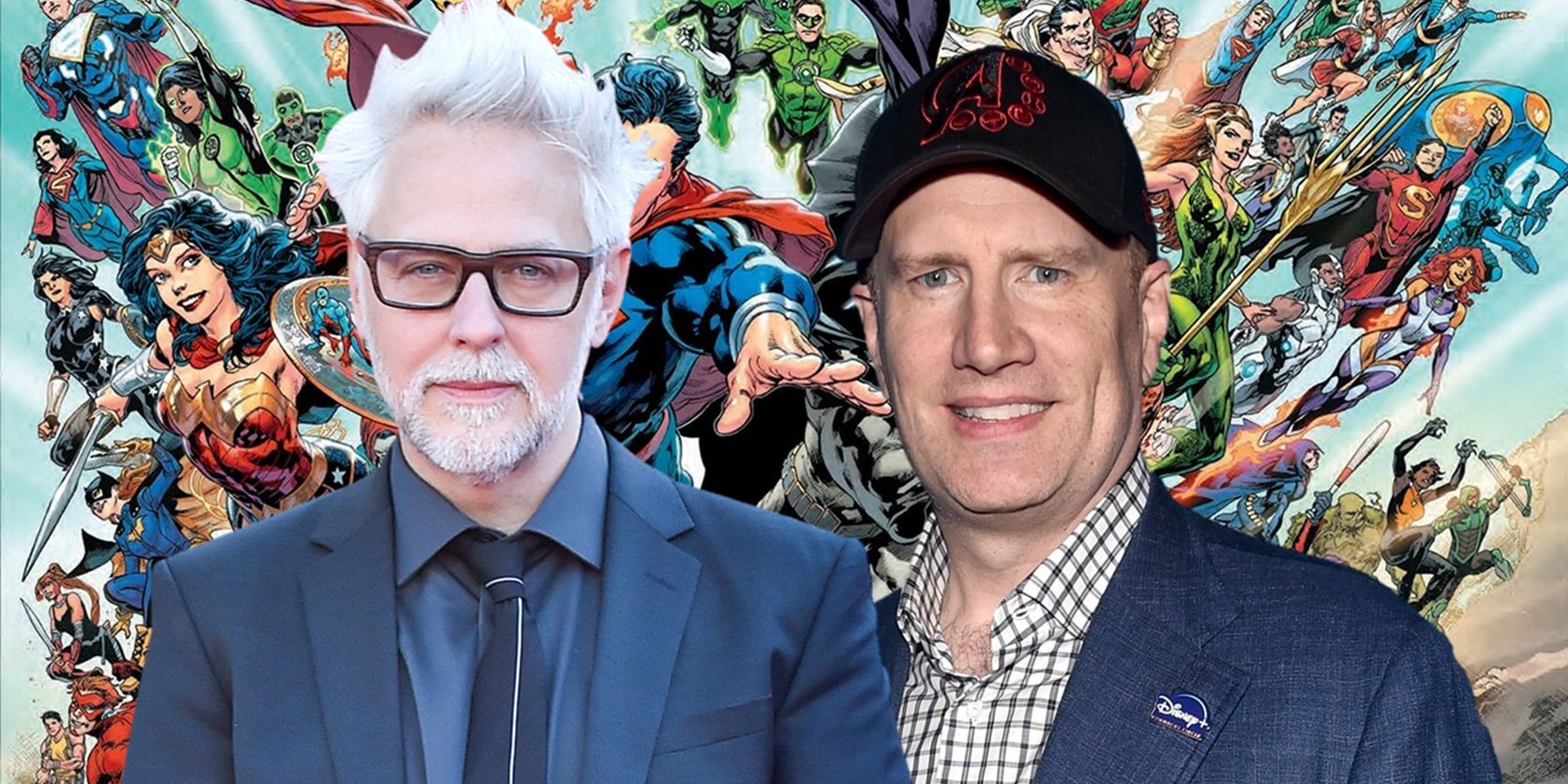 James_Gunn_and_Kevin_Feige_superimposed_over_DC_heroes