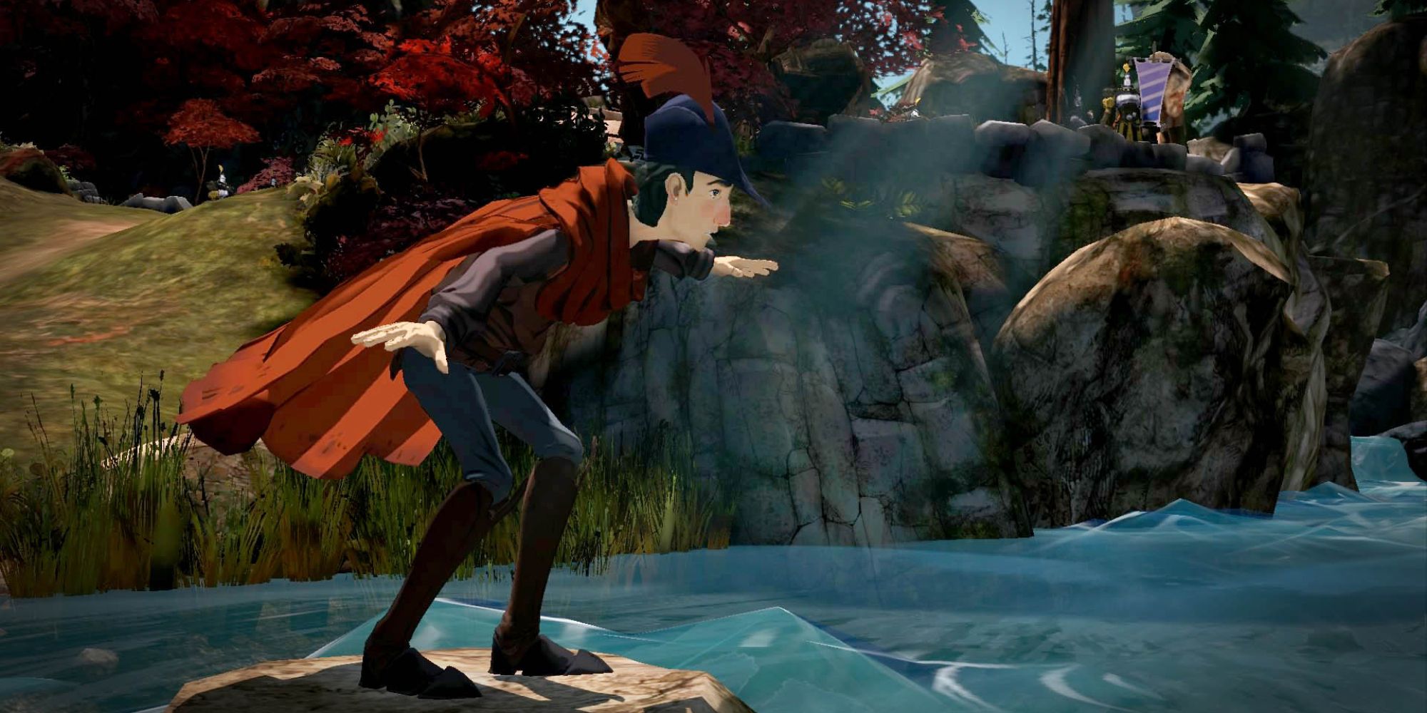 Graham crossing a river in King's Quest (2015)