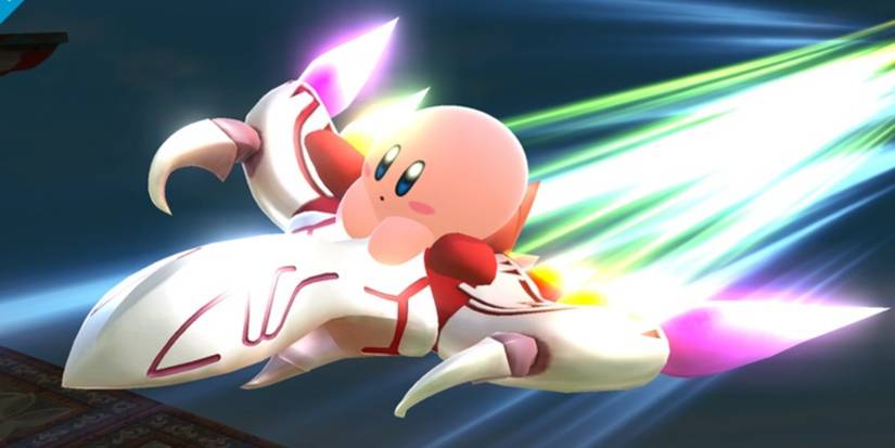 Kirby riding a Dragoon in Super Smash Bros for Wii U