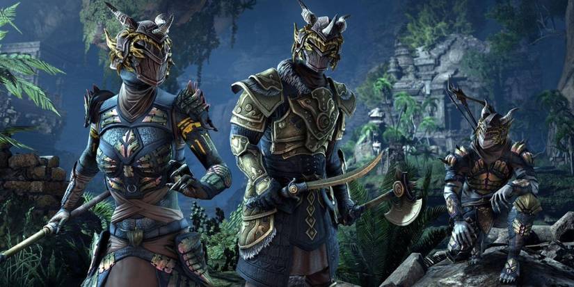 thre knights securing their perimeter in the bush while suited