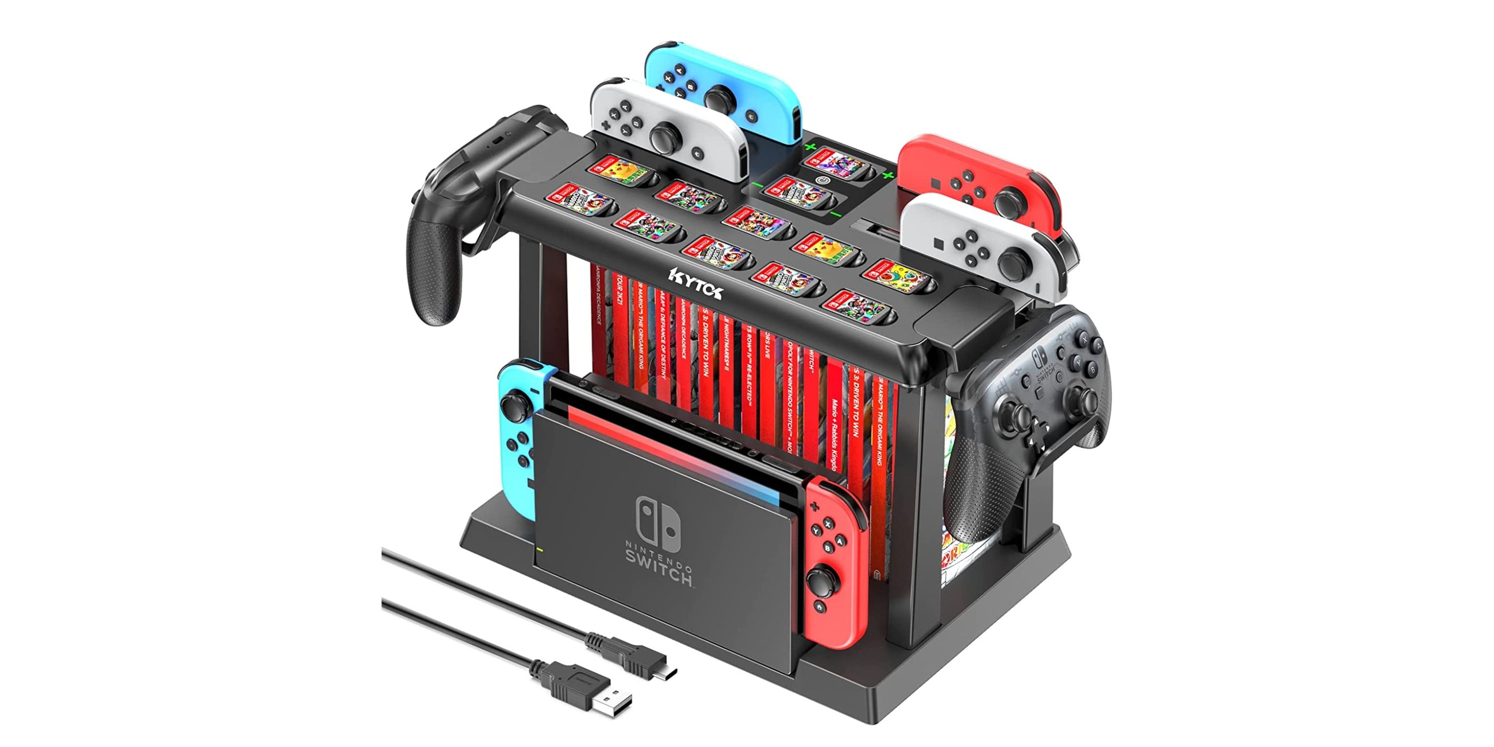 Kytok Switch Charging Dock and Games Organizer Station with Controller Charger