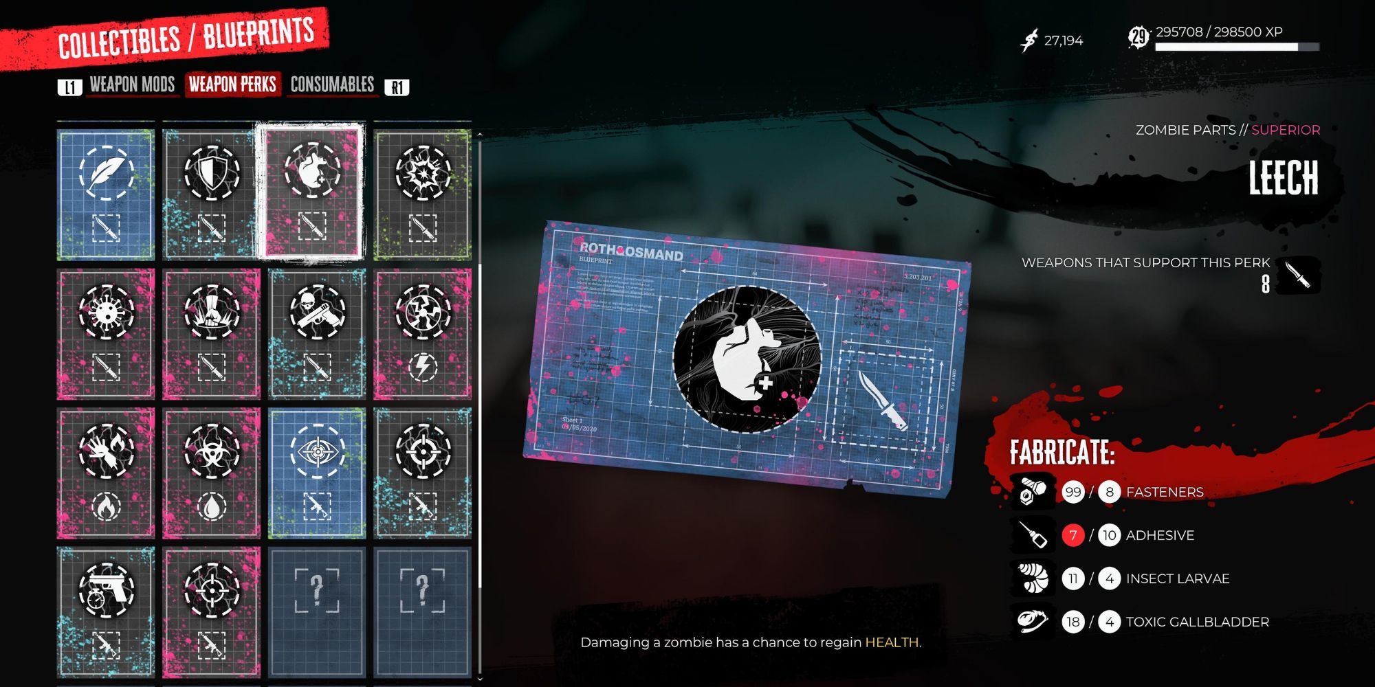 Leech blueprint in Dead Island 2