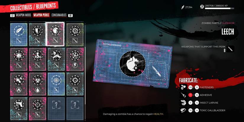 Leech blueprint in Dead Island 2