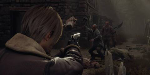 Leon vs Ganados in Resident Evil 4 Remake