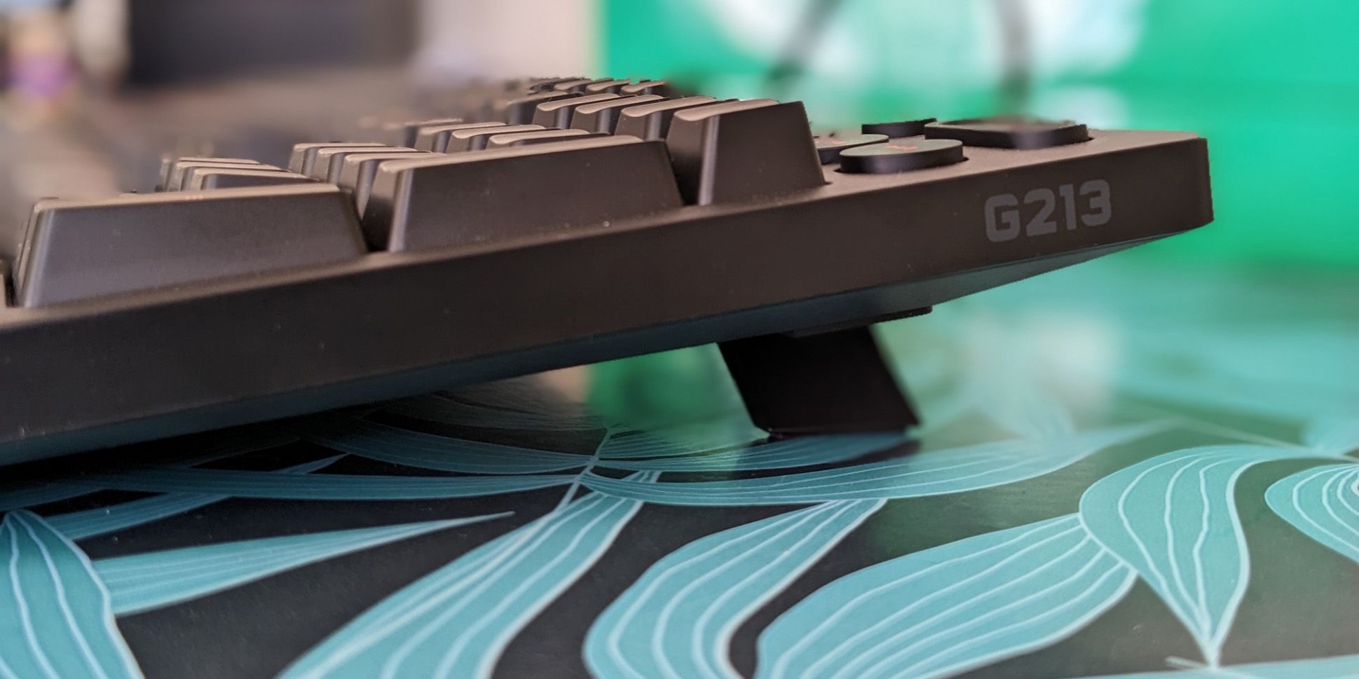Logitech G213 Gaming Keyboard Close up from the side