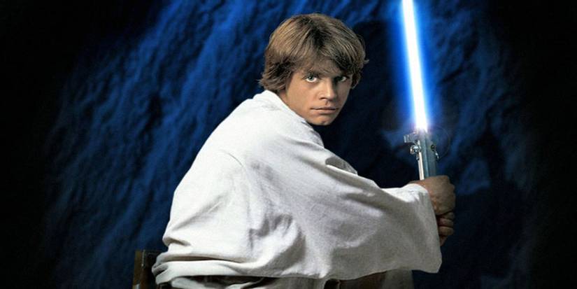 Luke Skywalker with blue lightsaber