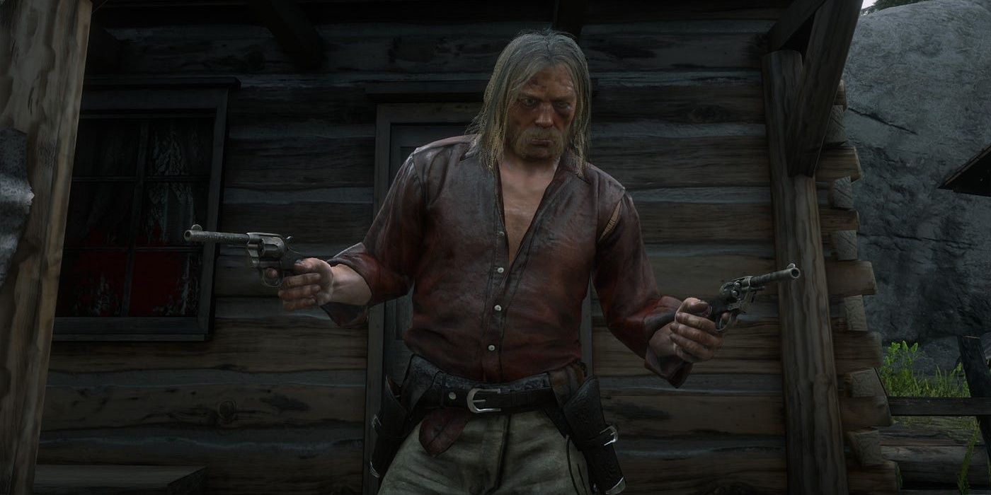 Micah Bell in a Mexican standoff in Red Dead Redemption 2 