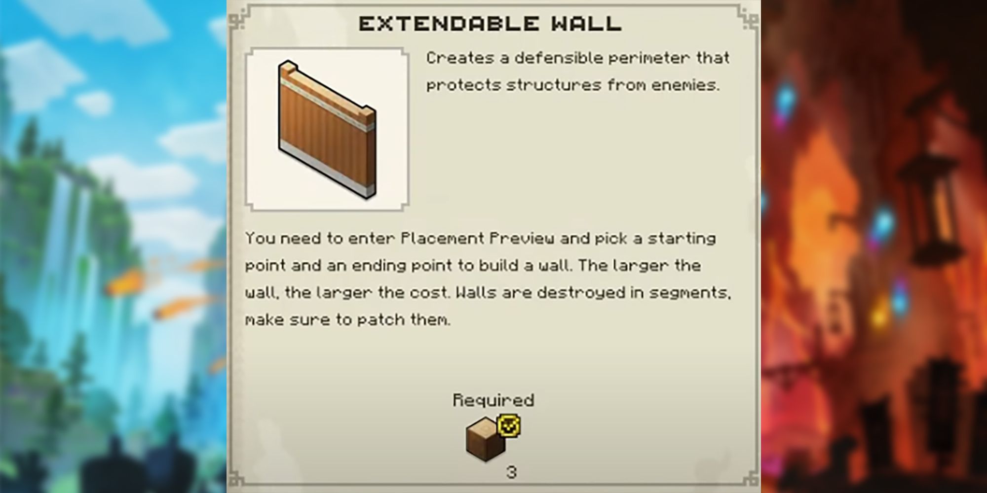 Minecraft Legends Extendable Wall